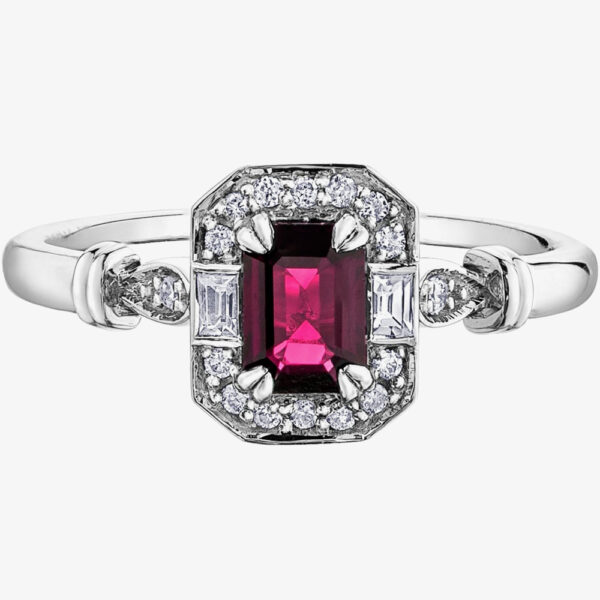 9ct White Gold Ruby 0.08ct Diamond Ring 4376WG-10 L