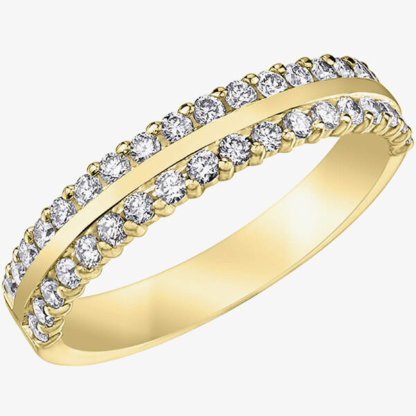 9ct Yellow Gold 0.25ct Diamond Two Row Half Eternity Ring 50L92/25-10 M