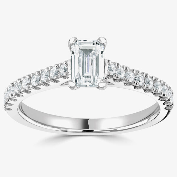 Signature Collection Platinum GIA Certificated Shoulder-Set Emerald-Cut Diamond Ring RI-2209A(6X4)(.60CT PLUS)- VS1/G/0.87ct