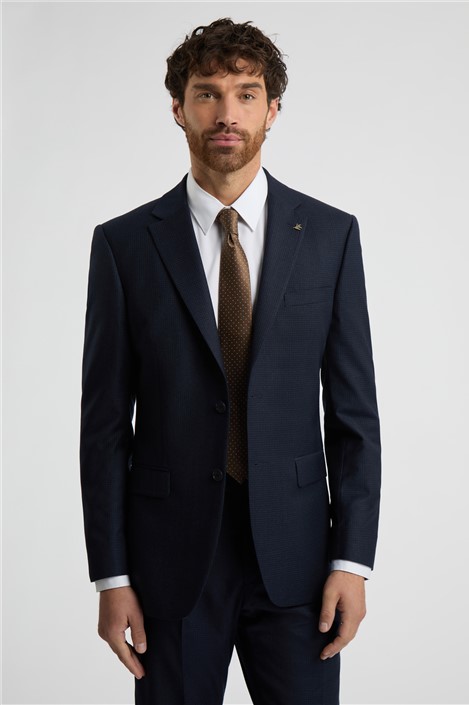 Ted Baker Regular Fit Navy Blue Grid Check Men's Suit Jacket