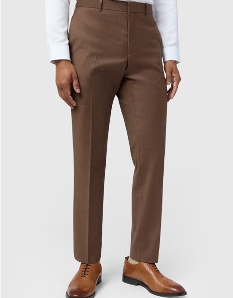 Ted Baker Slim Fit Eliot Sunbaked Flannel Men's Trousers, Brown