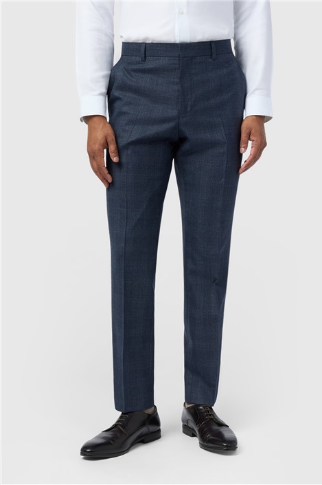 Ted Baker Slim Fit Byrne Navy Blue Plum Check Men's Trousers