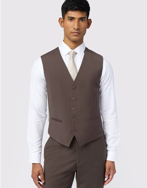 Ted Baker Slim Fit Freeth Taupe Tonic Waistcoat