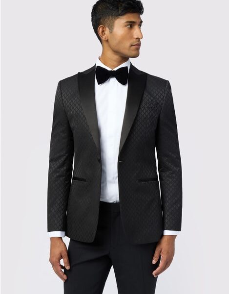 Ted Baker Slim Fit Sabine Black Diamond Jacquard Men's Suit Jacket