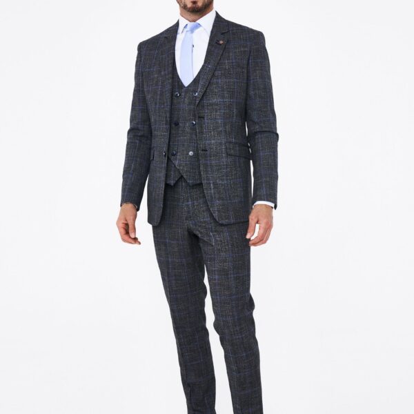 House of Cavani Power Grey Tweed Slim Fit Suit